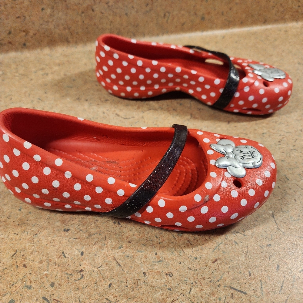 Minnie Mouse Red And White Polka Dot kids sz 11 Crocs - Picture 8 of 8